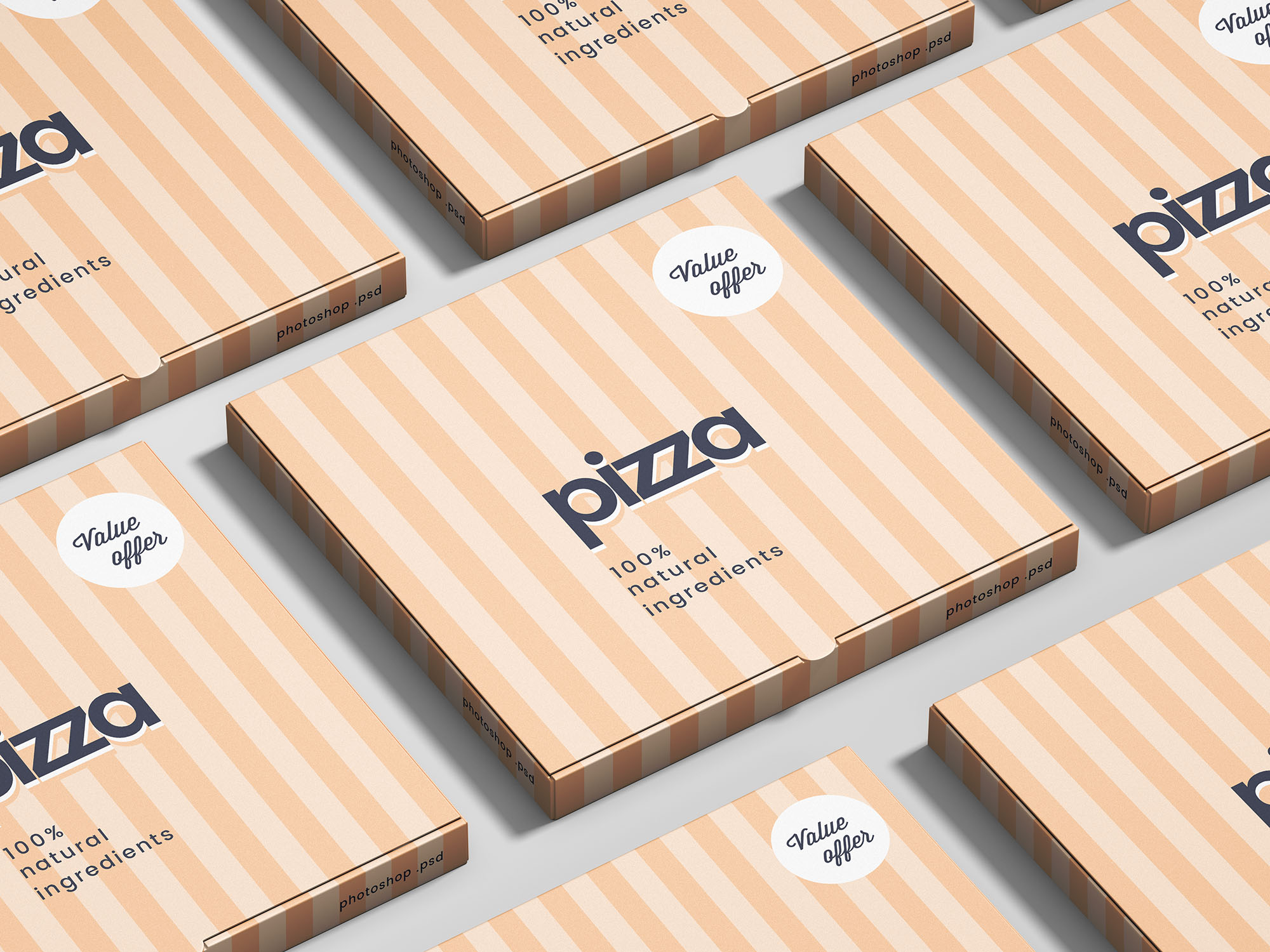 披萨盒食品包装设计样机贴图展示模版 Pizza Box Mo