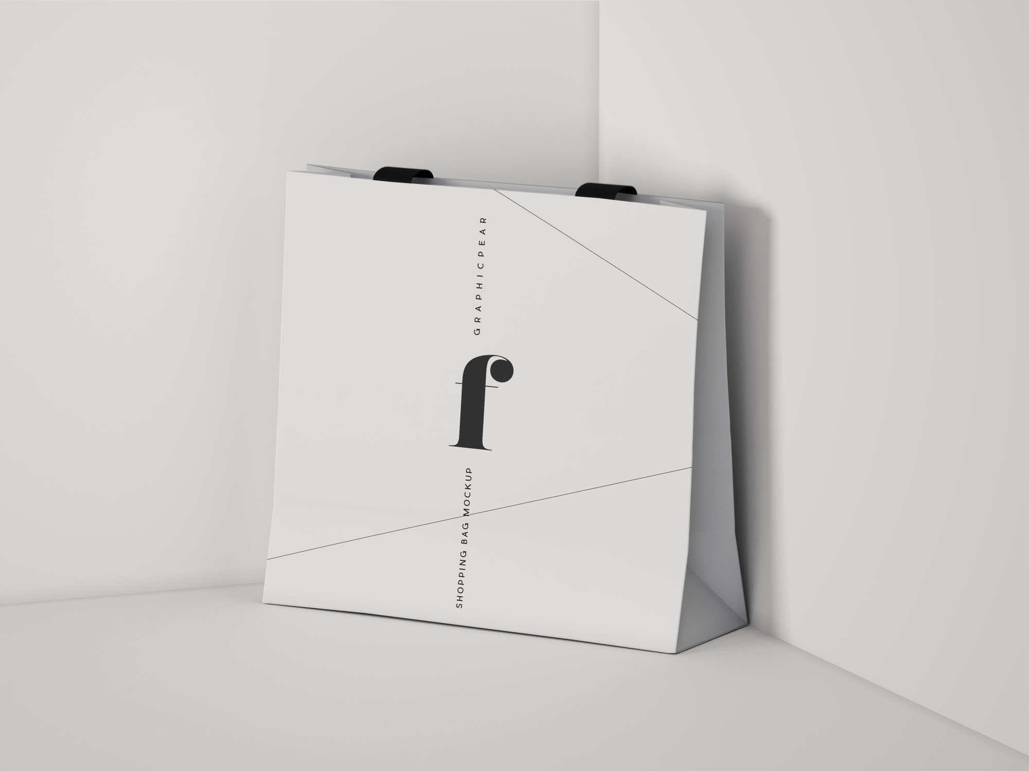 方形品牌商店购物袋设计图PSD样机模板 Square Sho