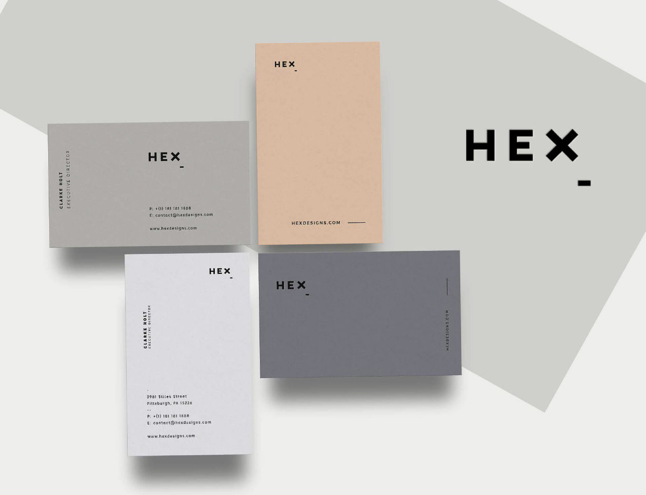 正方形名片/卡片顶部角度视图模板 Hex Business