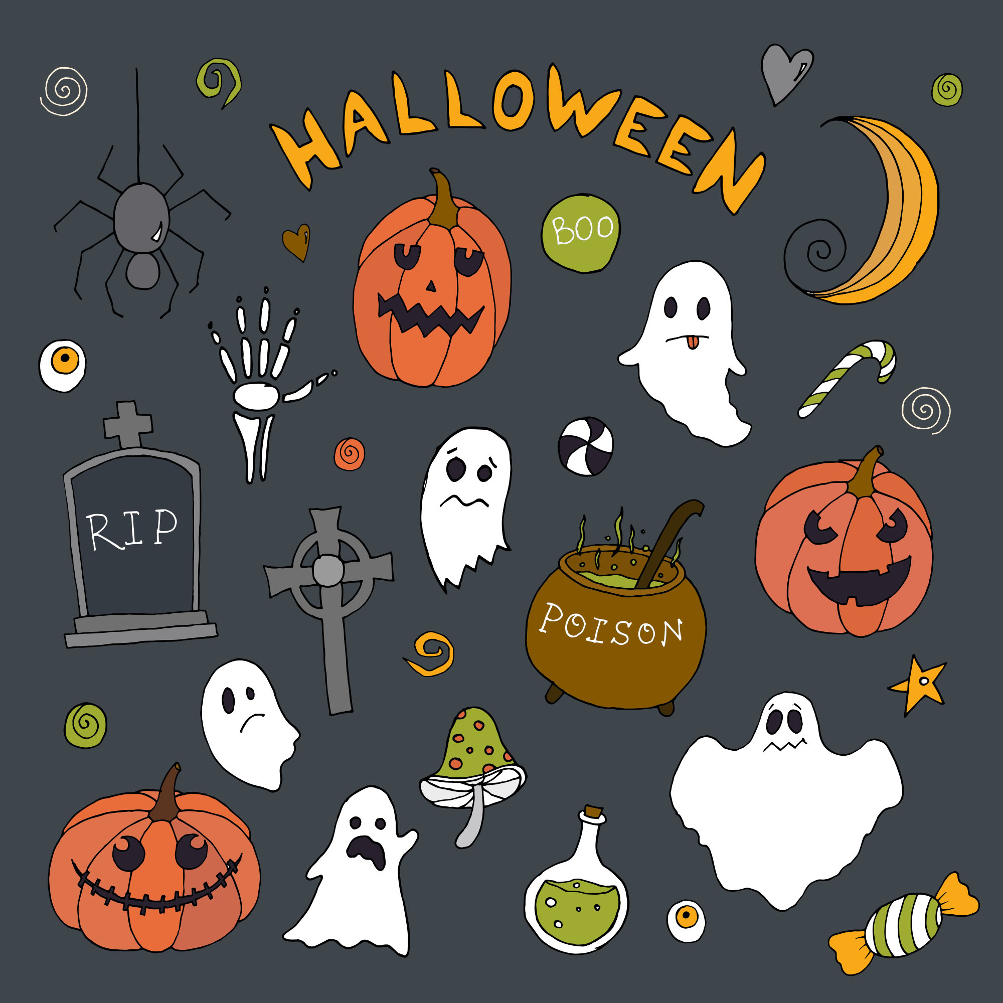 万圣节主题元素矢量图案素材 Halloween Vector