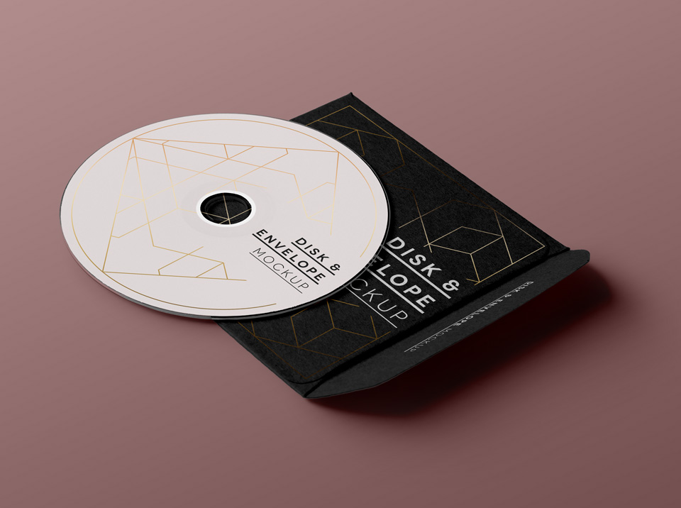 简约清新带有封套得房地产光盘CD包装样机 Psd CD Di