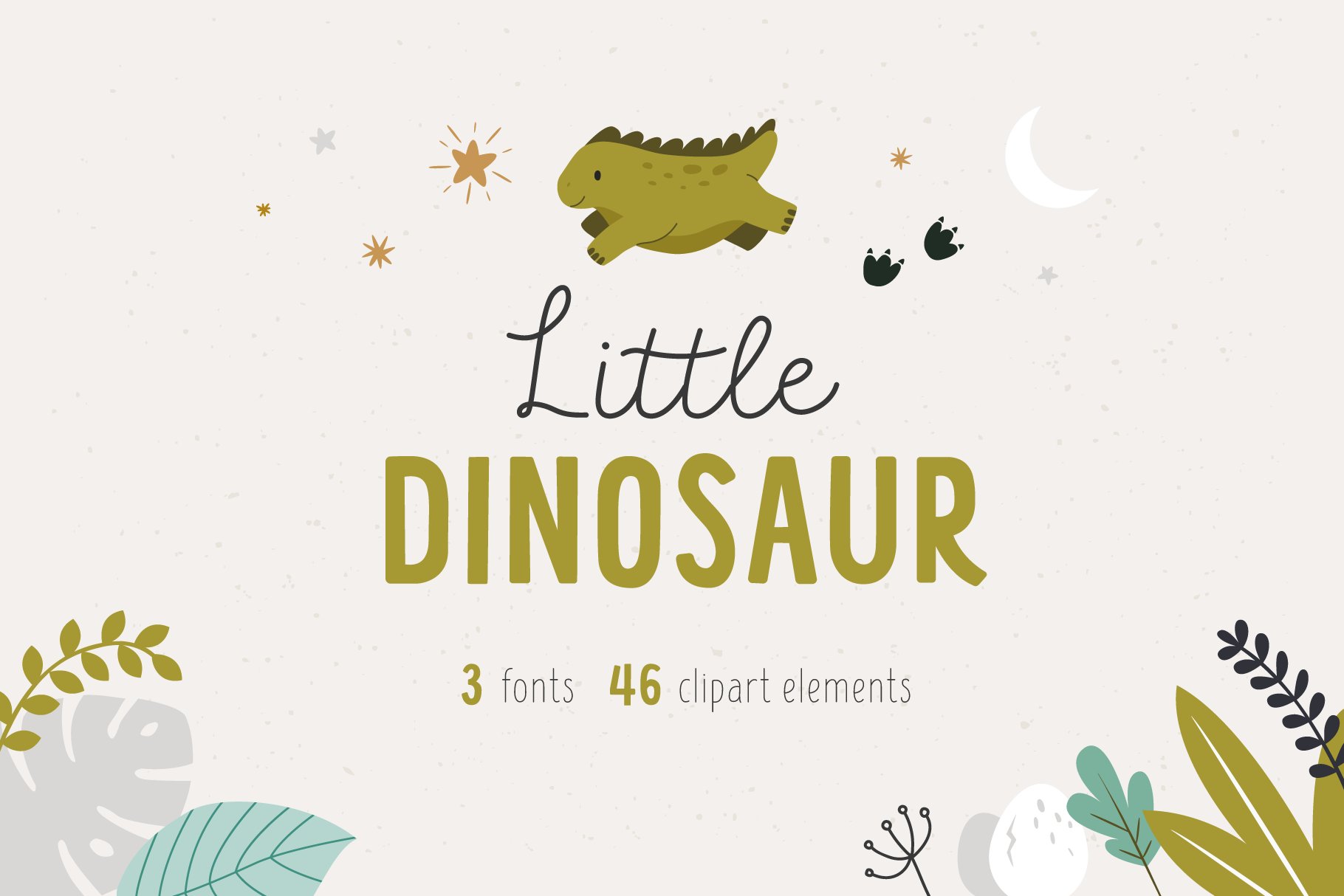 可爱幼稚有趣的儿童俏皮英文字体 Little dinosau