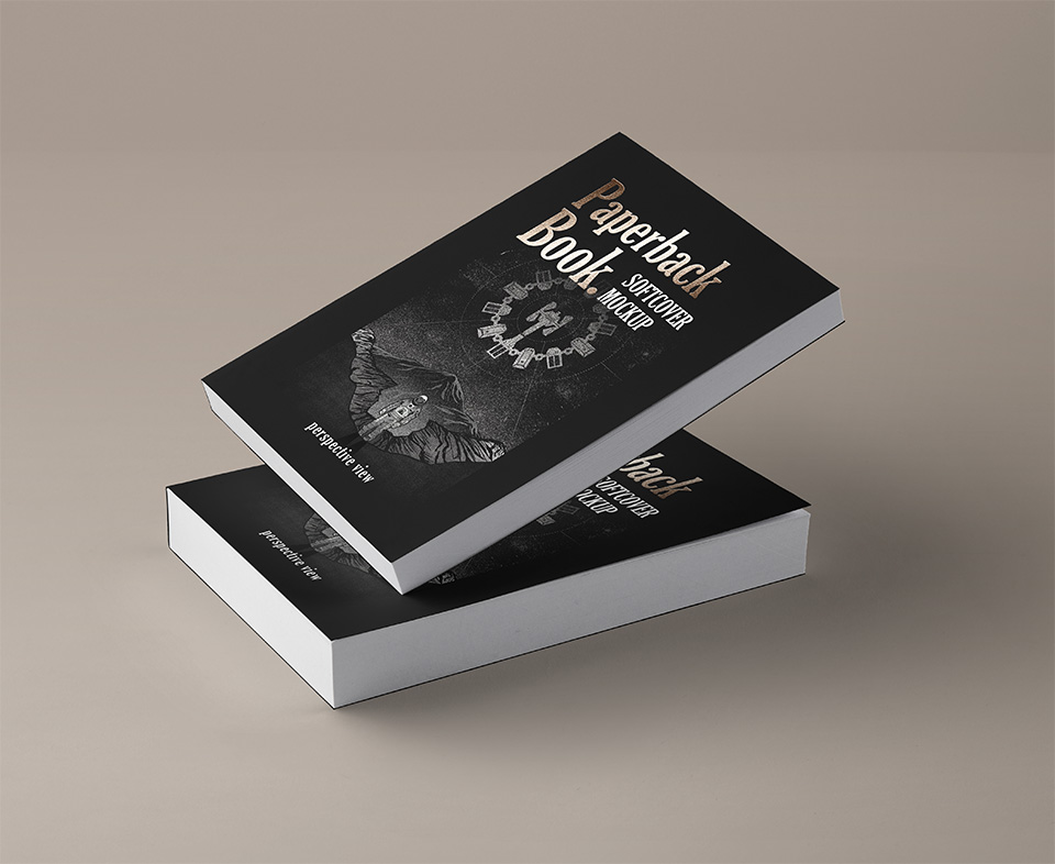 一个新的透视平装psd书籍样机 Paperback Psd