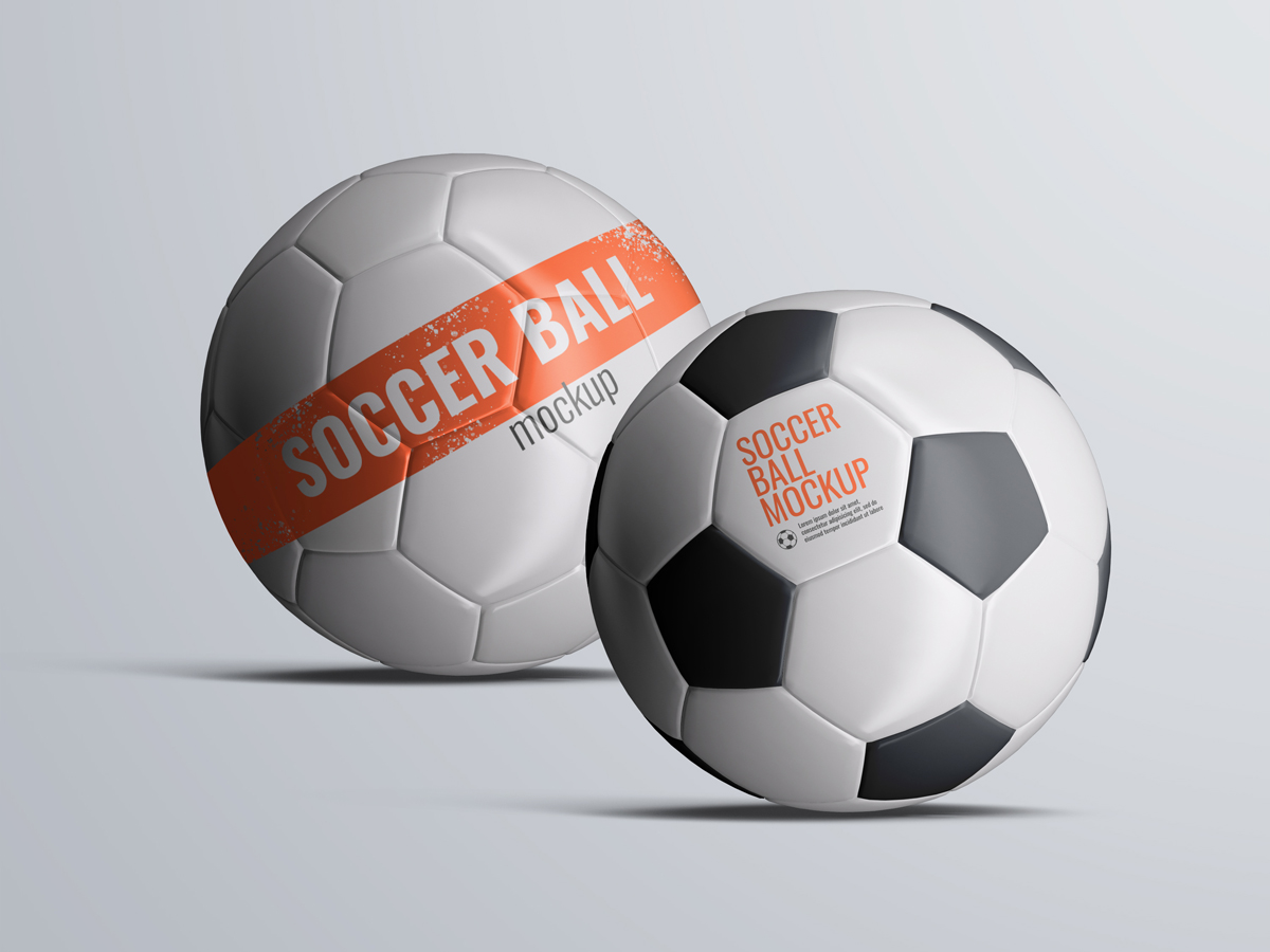 足球篮球球身广告设计提案样机PSD模板 Balls mock