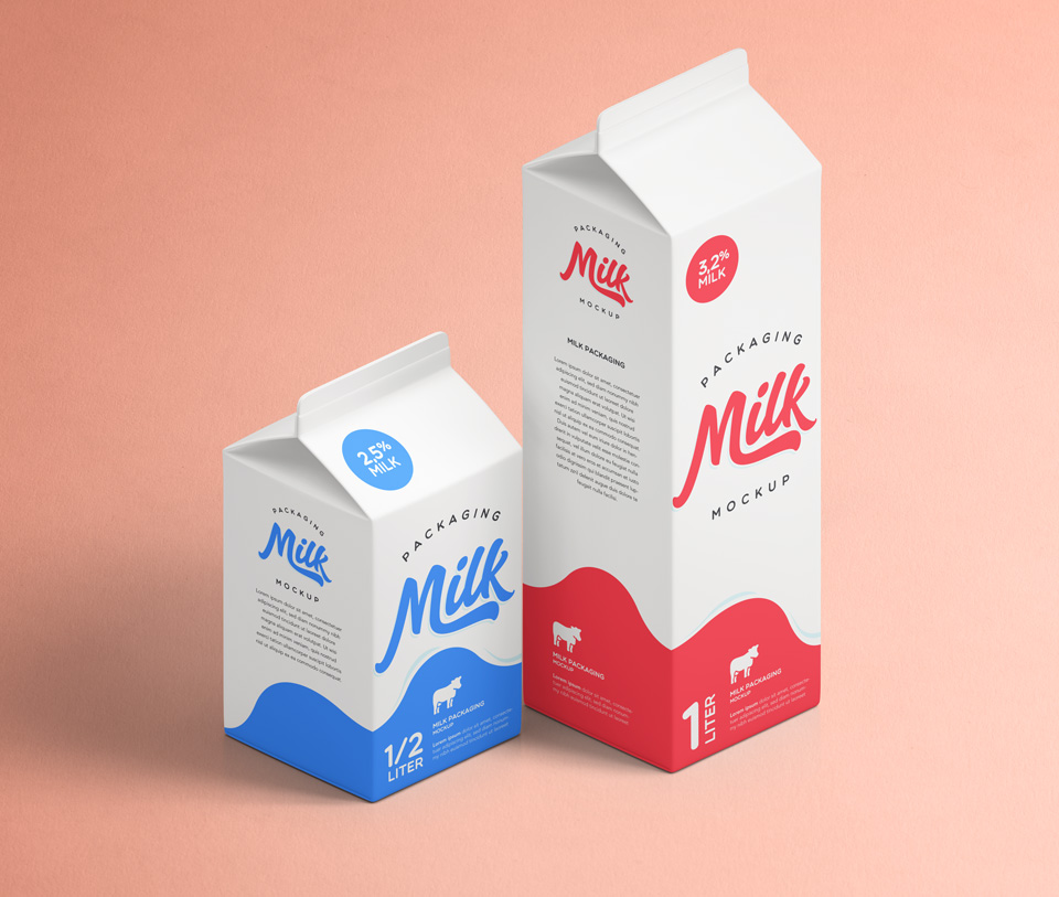 牛奶包装Psd样机 Milk Packaging Psd M