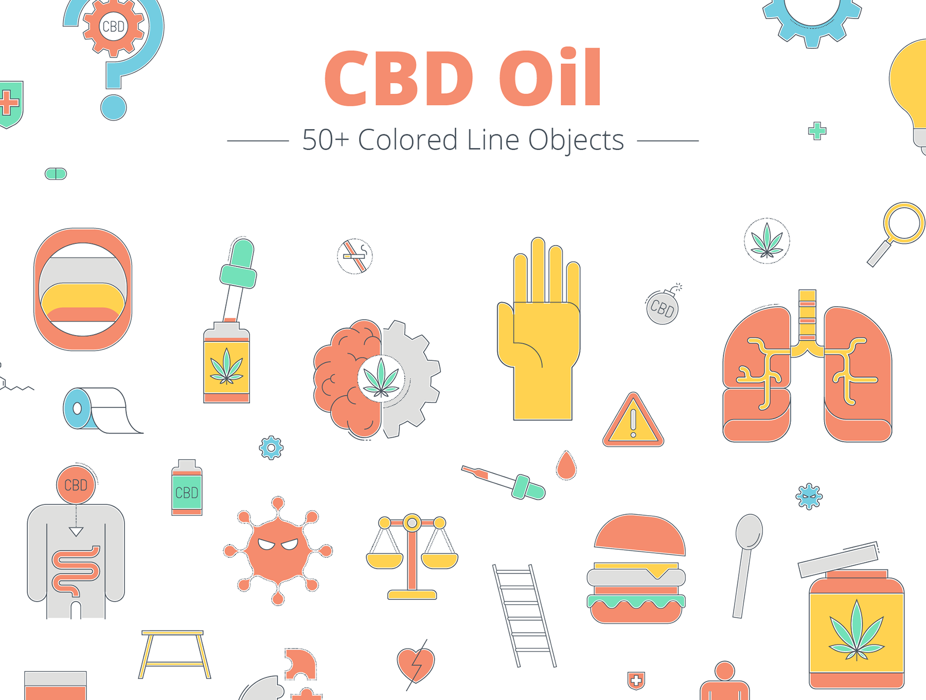 CBD药物治疗场景主题插画 CBD Oil Illustra