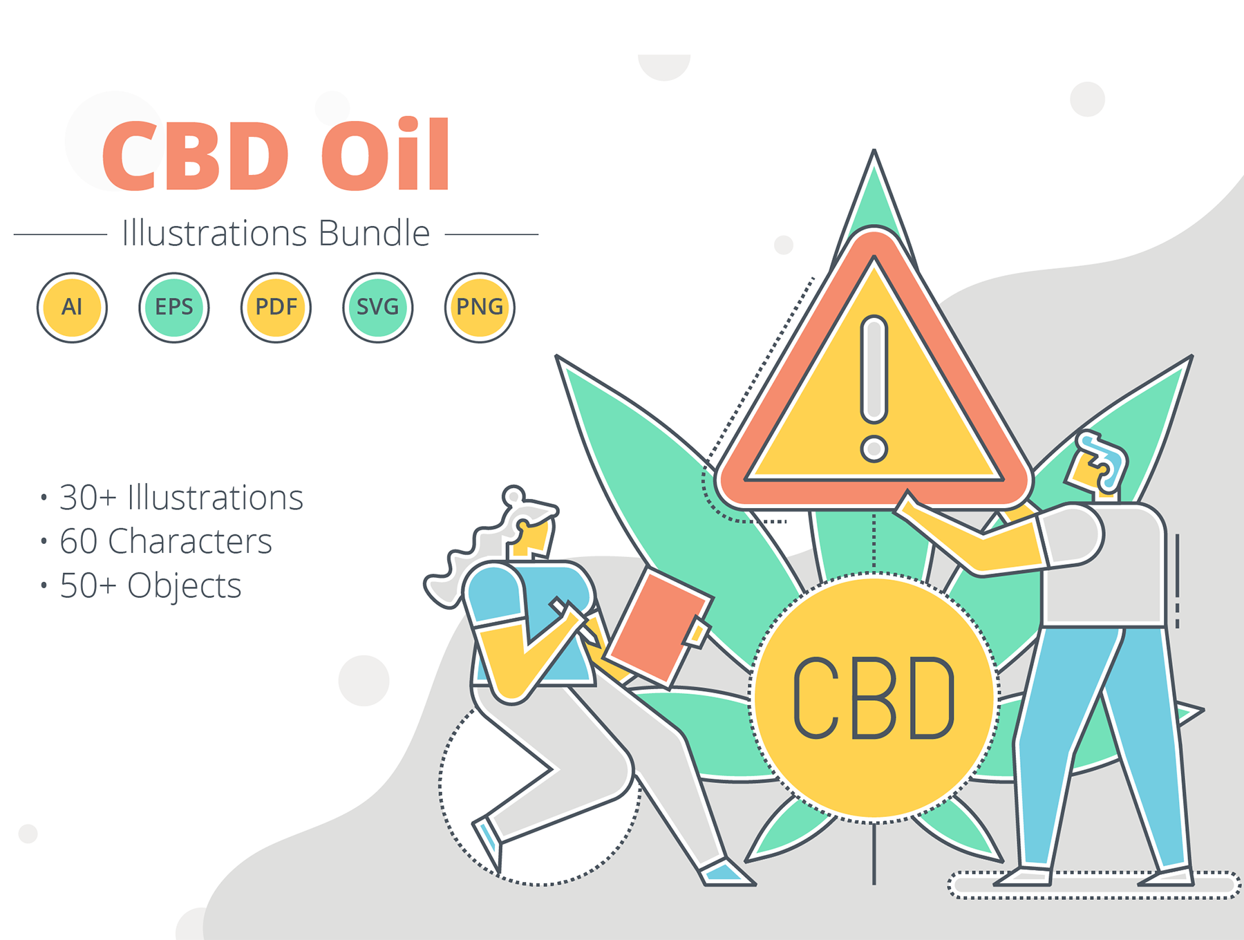 CBD药物治疗场景主题插画 CBD Oil Illustra