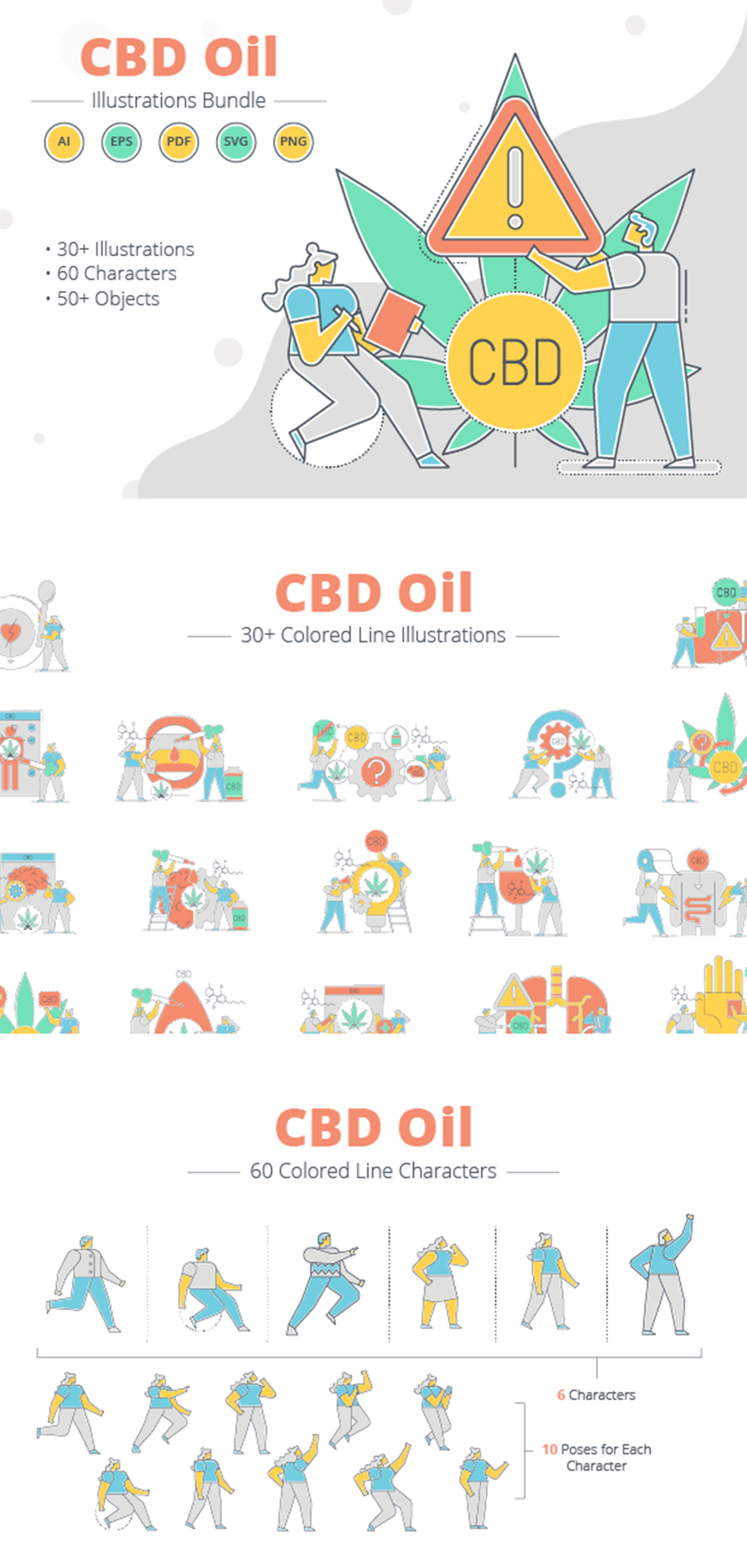 CBD药物治疗场景主题插画 CBD Oil Illustra