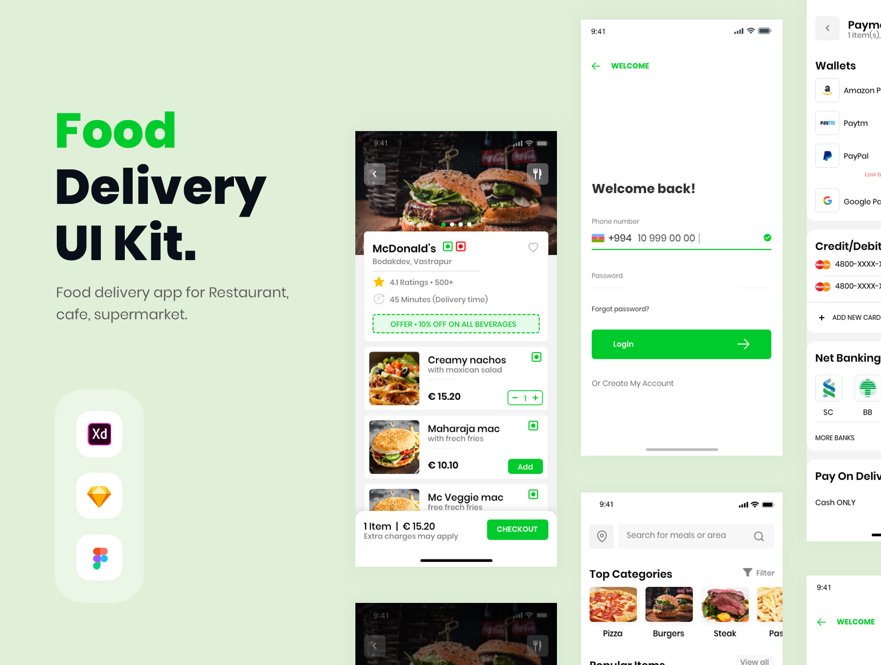 餐厅咖啡厅超市外卖订购送餐移动APP应用UI界面素材 Foo