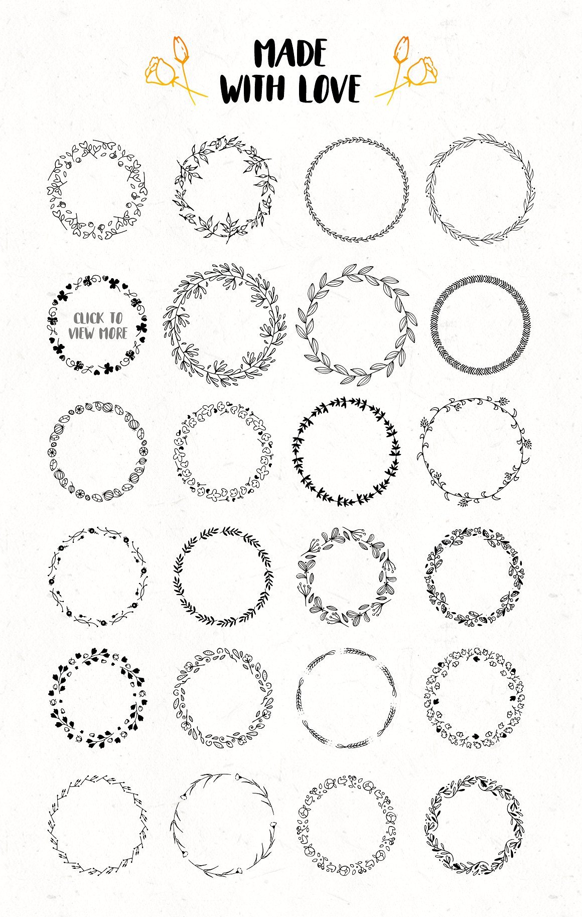 120款独特的手绘矢量花环素材 Unique Wreaths