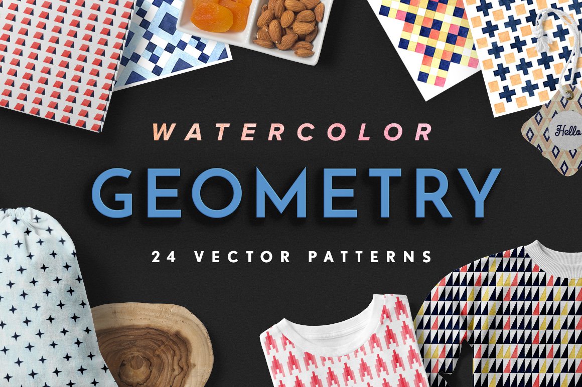 水彩时尚抽象条纹几何图案合辑 Geometry Waterc