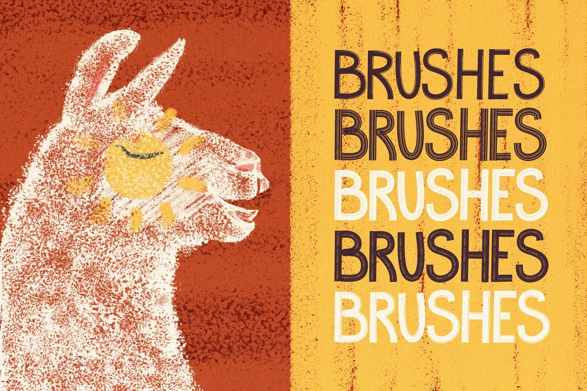 20个骆驼动物毛笔刷画笔 Hand Drawn Brushe