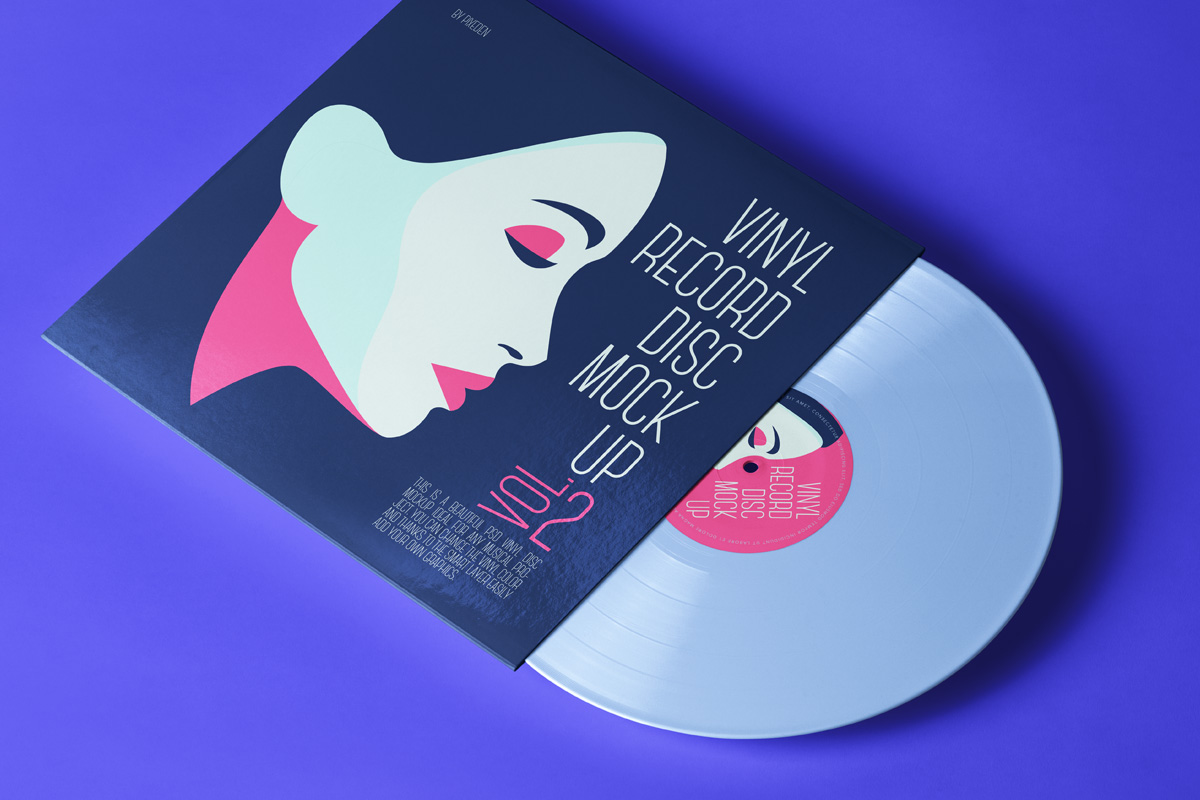 复古黑胶唱片样机模型 Psd Vinyl Record Di