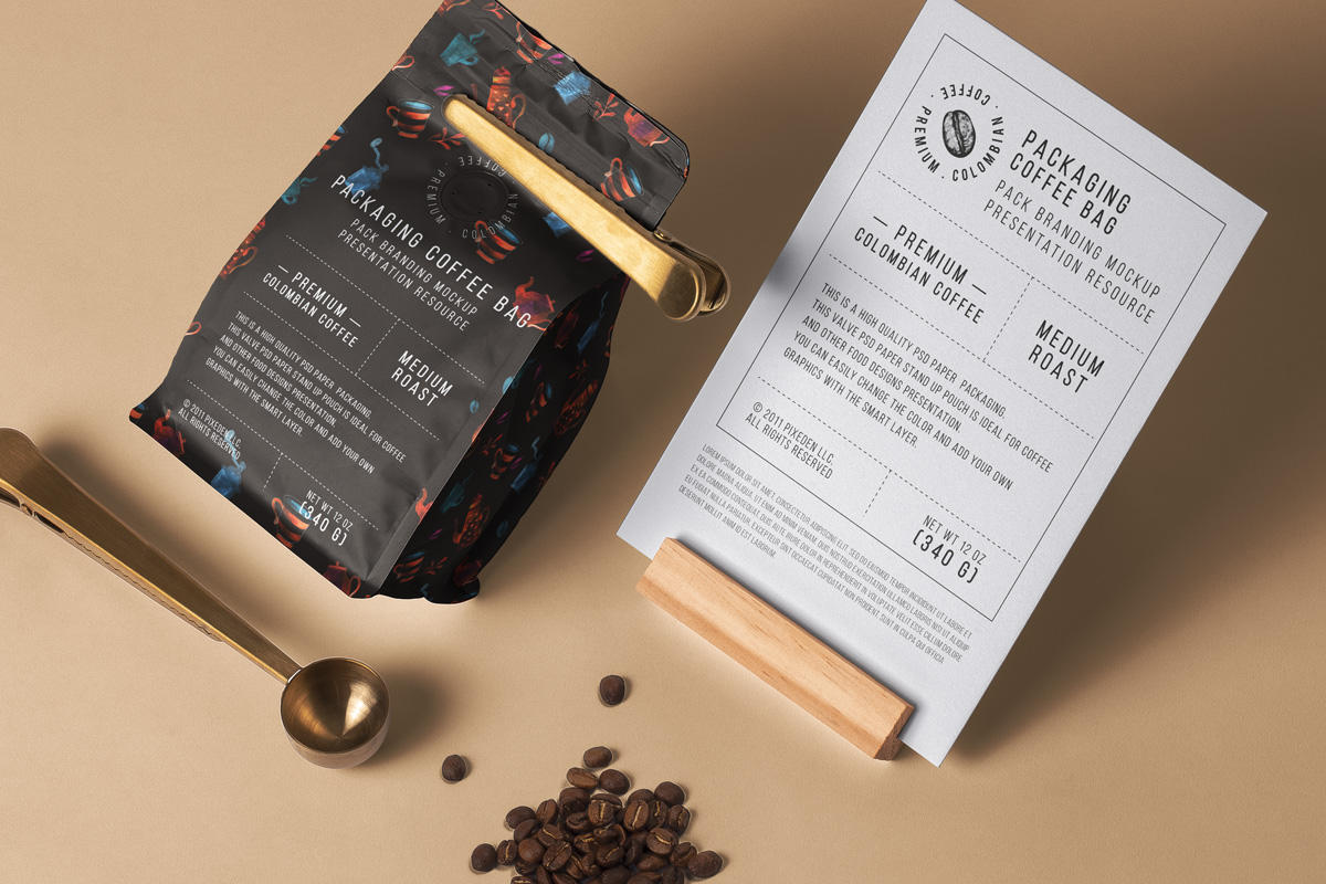 品牌咖啡袋Psd包装样机 Coffee Bag Psd Pa