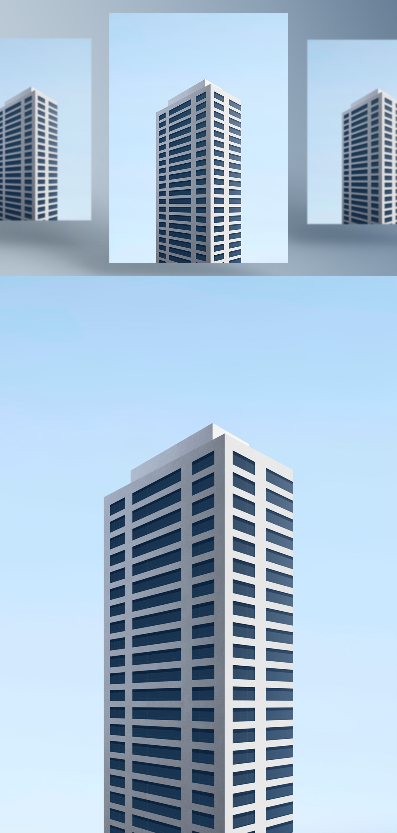 高分辨率现代摩天大楼房地产都市建筑商业广告海报PSD模板