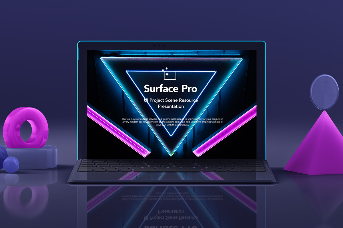 Surface Pro微软超极本Web设计屏幕预览样机 Ps