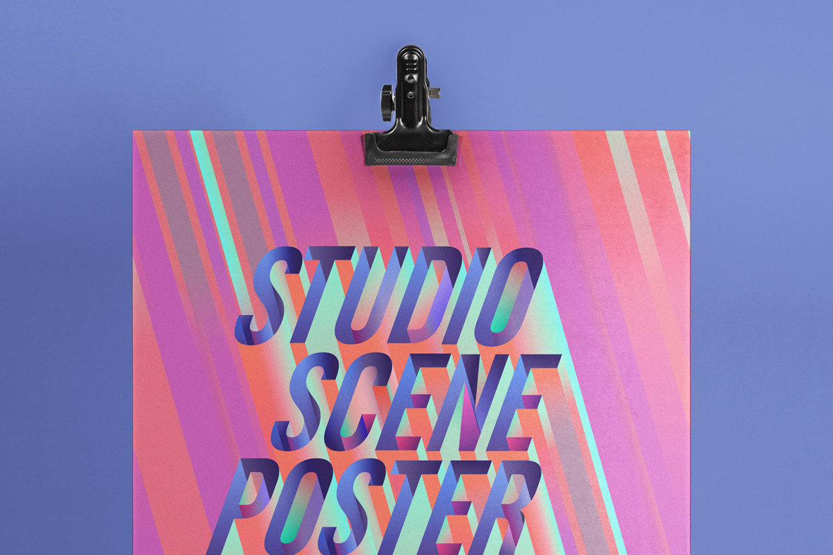 摄影棚三脚架上的海报样机 Studio Psd Poster