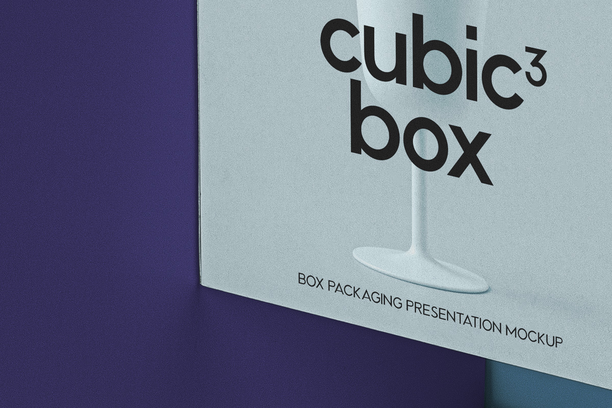 现代的漂浮方形psd盒子包装样机 Psd Cubic Box