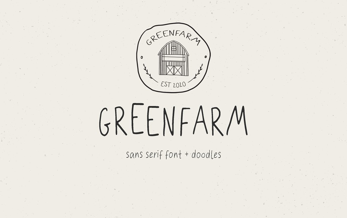 可爱质朴极简主义花园农场涂鸦英文字体 Greenfarm R