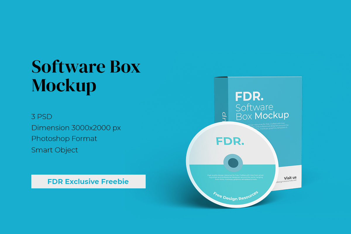 干净整洁的3D软件CD包装盒设计提案样机PSD模板 Free