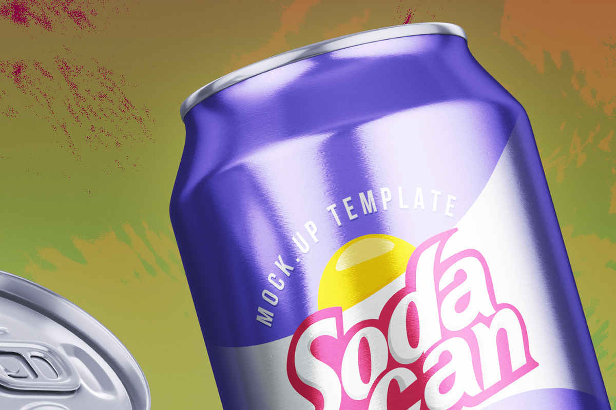 漂浮的易拉罐样机 Gravity Psd Soda Can