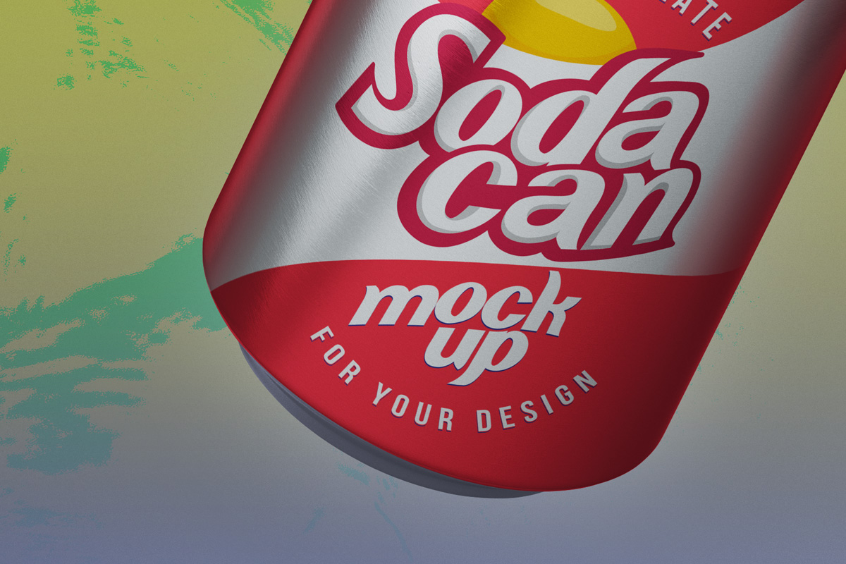 漂浮的易拉罐样机 Gravity Psd Soda Can