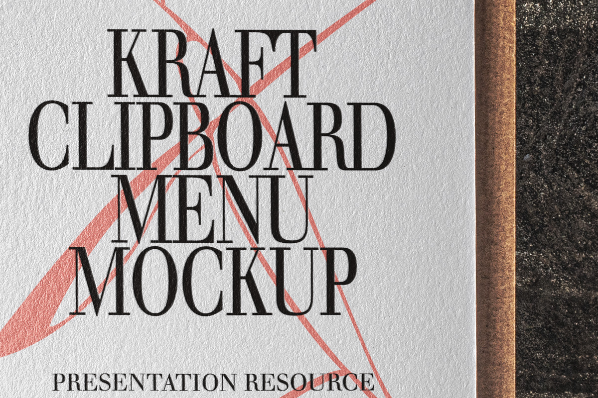 牛皮纸剪贴板上的典雅餐厅psd菜单样机 Kraft Clip