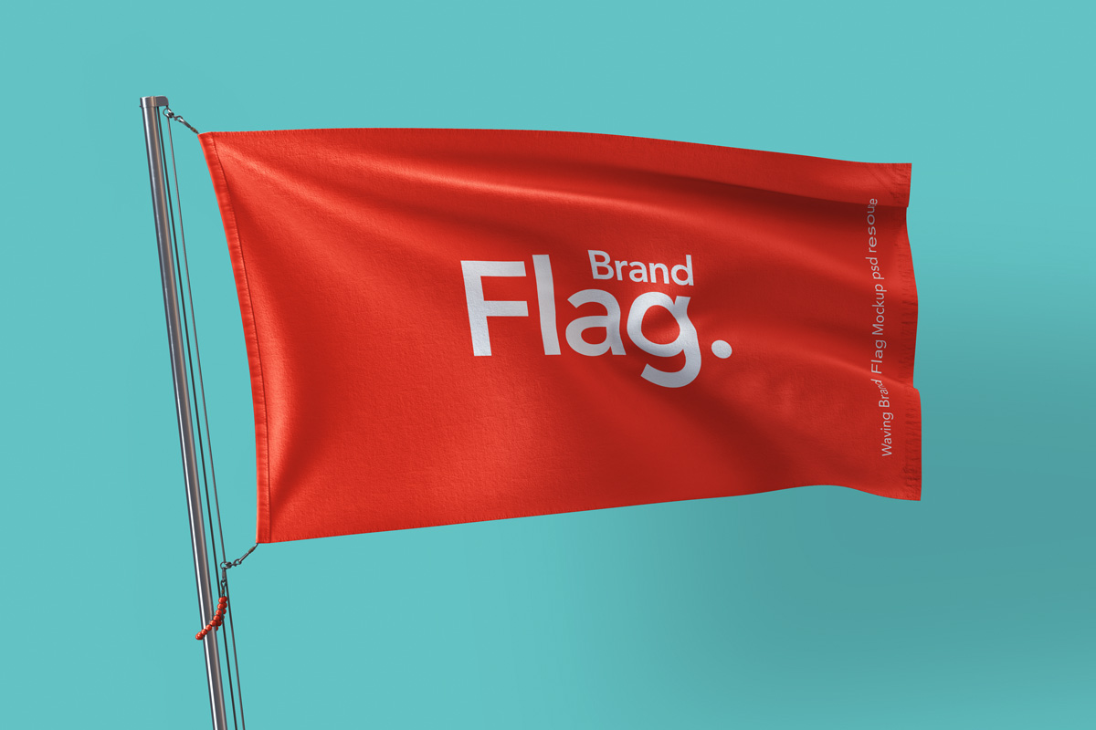 旗帜样机 Waving Brand Psd Flag Moc