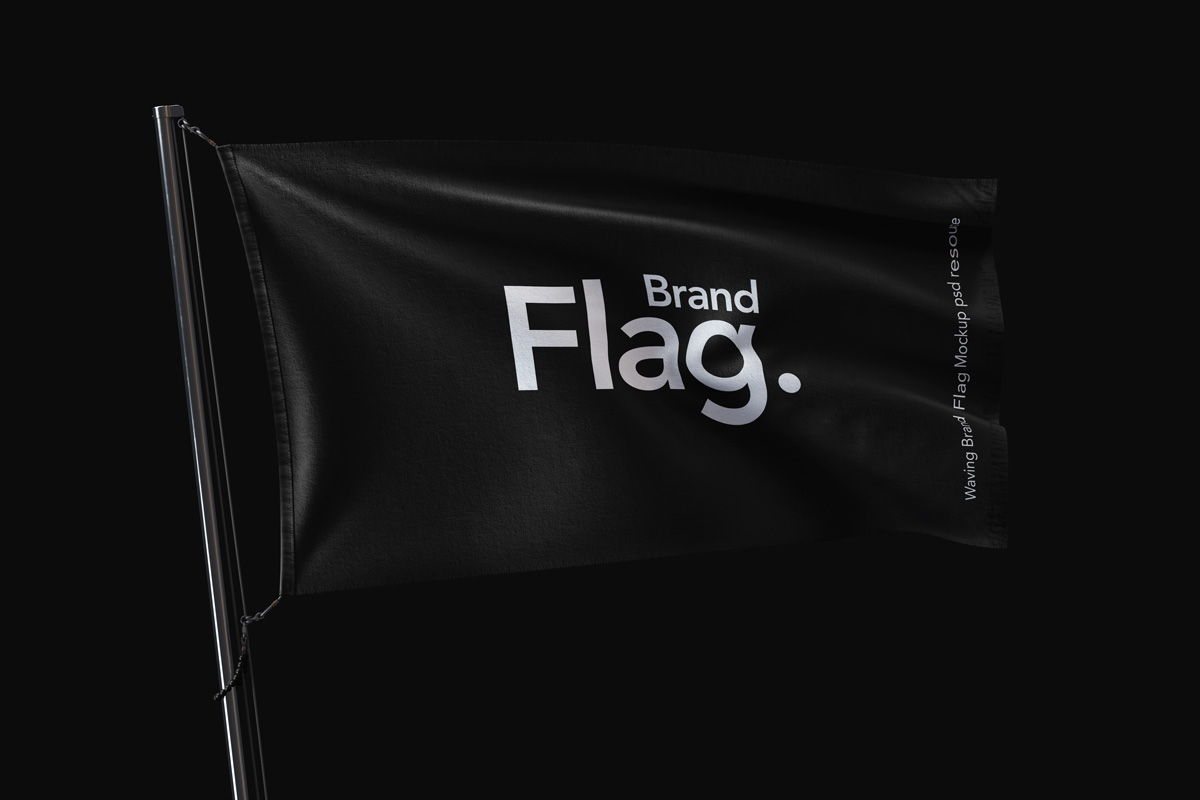 旗帜样机 Waving Brand Psd Flag Moc