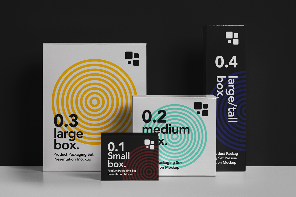 一组包装盒样机 Packaging Psd Box Mock