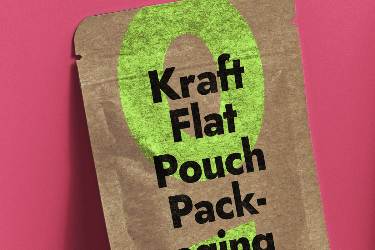 牛皮纸自封袋包装样机 Psd Kraft Flat Pouc