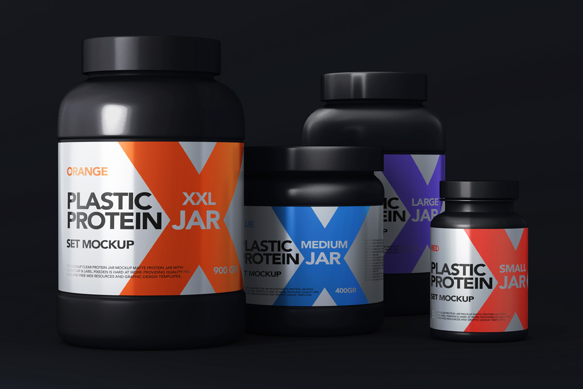 塑料psd罐包装样机 Protein Psd Jar Pac