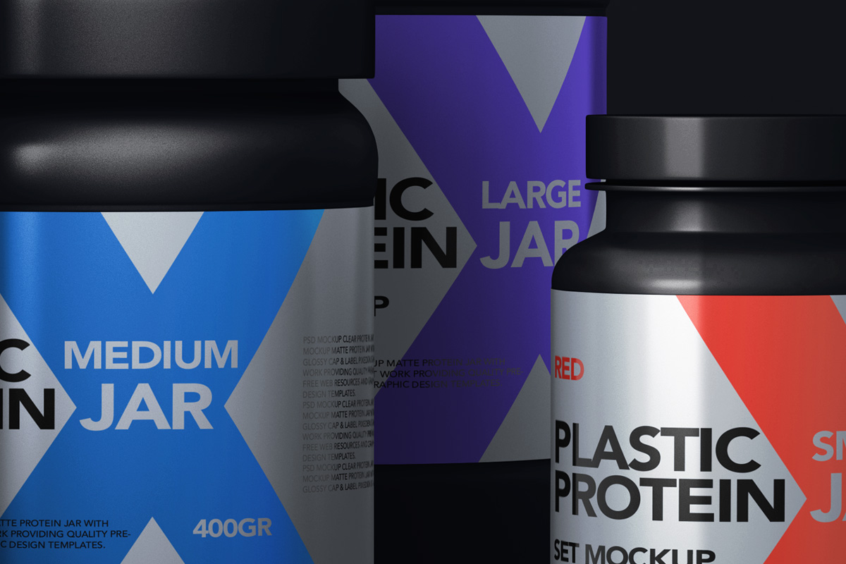 塑料psd罐包装样机 Protein Psd Jar Pac
