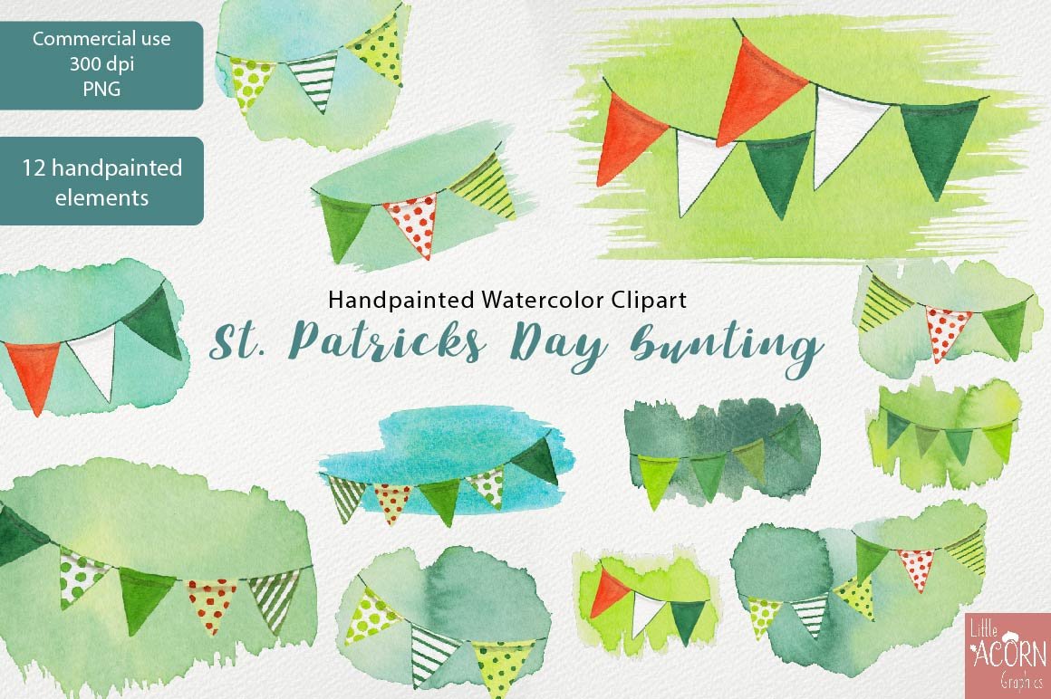 爱尔兰水彩手绘民族风剪贴画大合集 St Patricks D