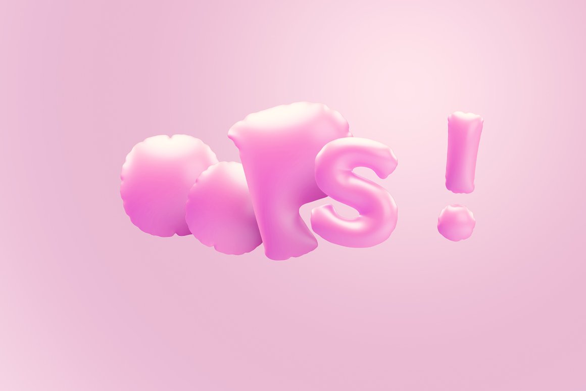 可爱有趣的儿童气球字体周年生日狂欢庆祝3D字体PSD模板 B