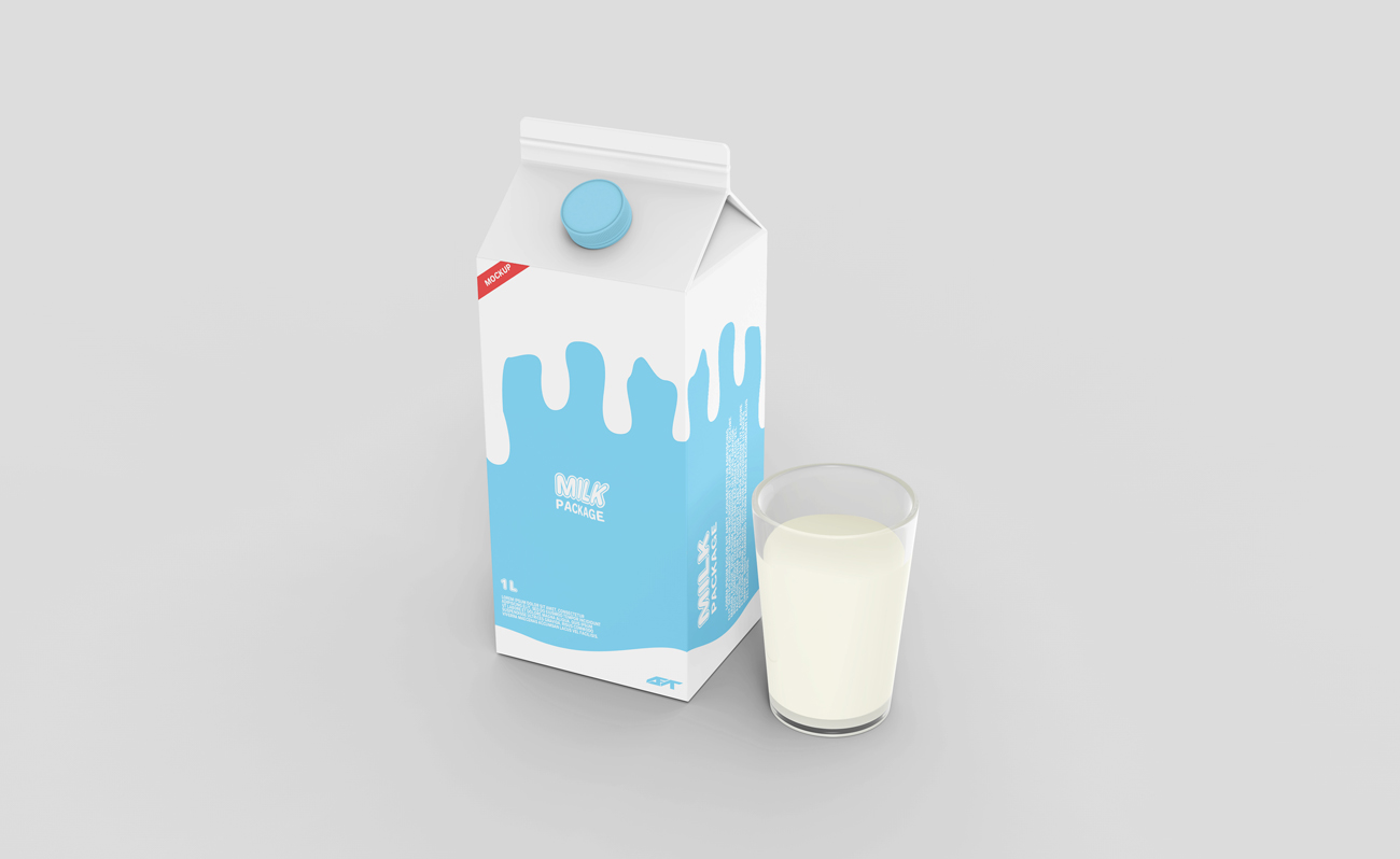 牛奶酸奶乳酸菌奶制品纸盒包装设计提案样机PSD模板 Milk