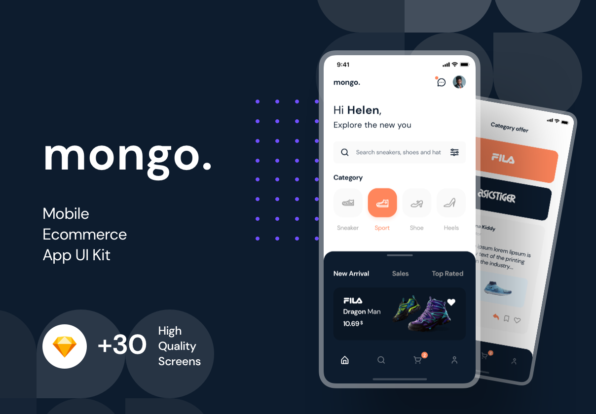 运动鞋移动电商平台商店APP界面UI素材 Mongo App