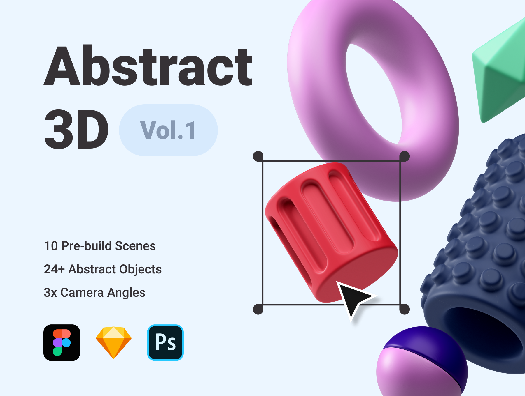 大型抽象可拖拽元素图形合辑包 Abstract 3D Vol
