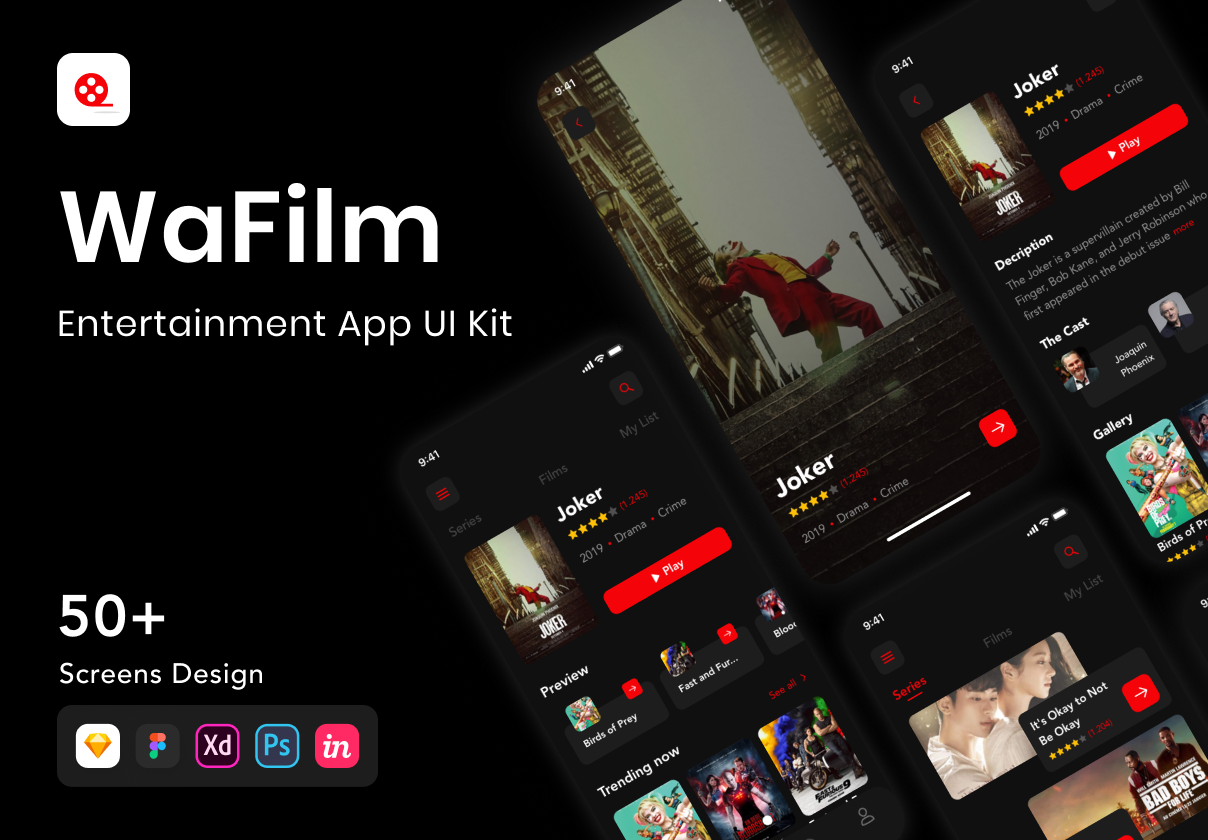 娱乐电影连续剧在线观看移动APP界面UI素材 WaFilm