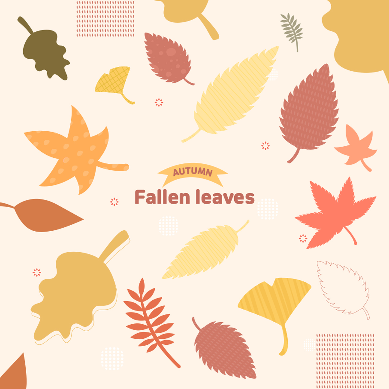 秋天秋季落叶枫叶矢量插画素材 Autumn Fallen L