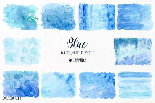 蓝色海洋水彩纹理素材 Watercolor Texture