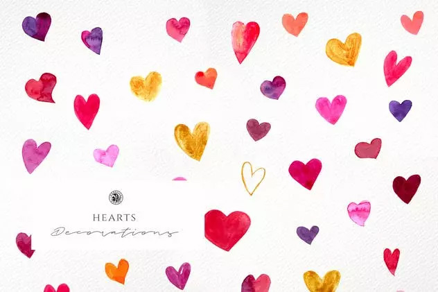 爱心主题水彩插画Hearts – Watercolor Il