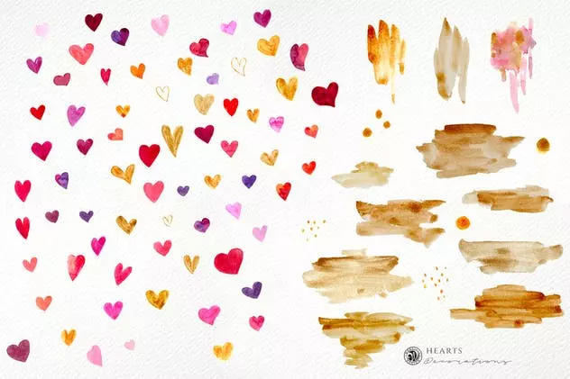 爱心主题水彩插画Hearts – Watercolor Il