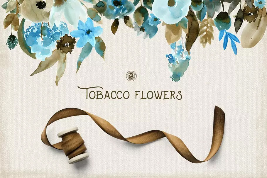 水彩烟草花花卉剪贴画素材集 Tobacco Flowers