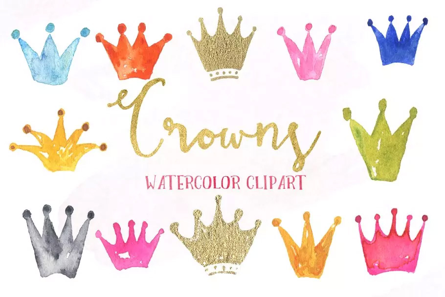 皇冠水彩剪贴画 Crowns watercolors cli