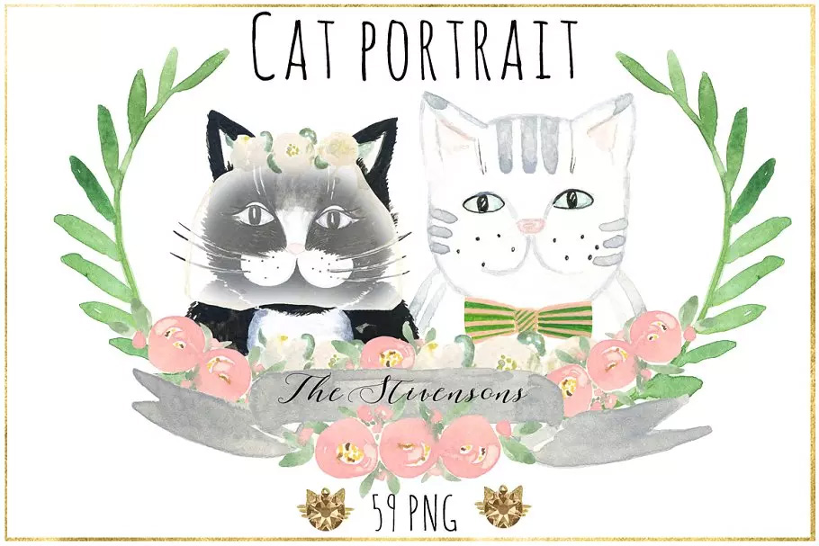 可爱猫猫水彩插画 Cat portrait creator.