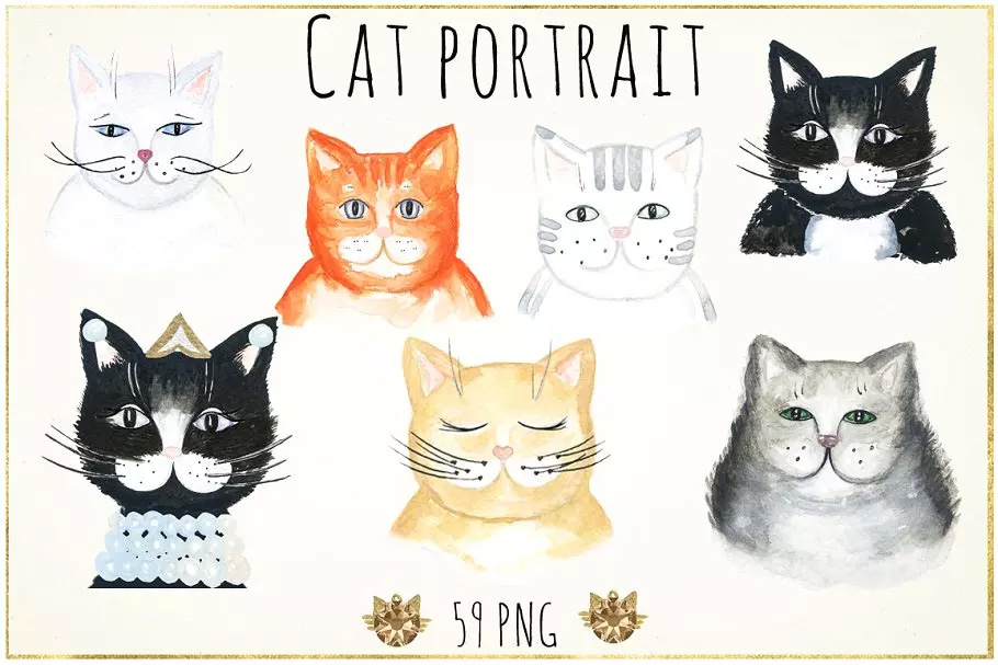 可爱猫猫水彩插画 Cat portrait creator.