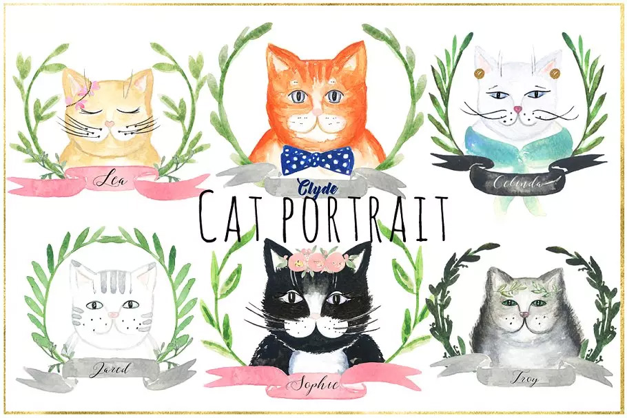 可爱猫猫水彩插画 Cat portrait creator.