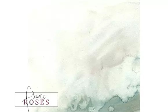 霜白玫瑰花水彩 Frosty Roses Watercolo