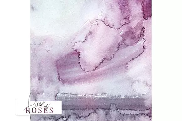 霜白玫瑰花水彩 Frosty Roses Watercolo